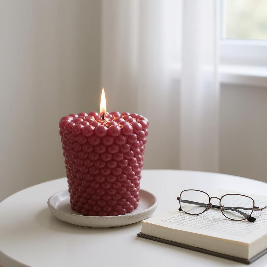 Bubble Tasarım Dekoratif Mum – Bordo